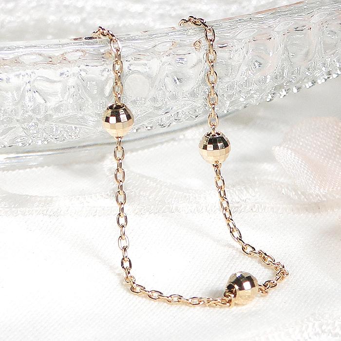 K18YG ミラーボール ブレスレット アンクレット 2way ブレクレット18k
