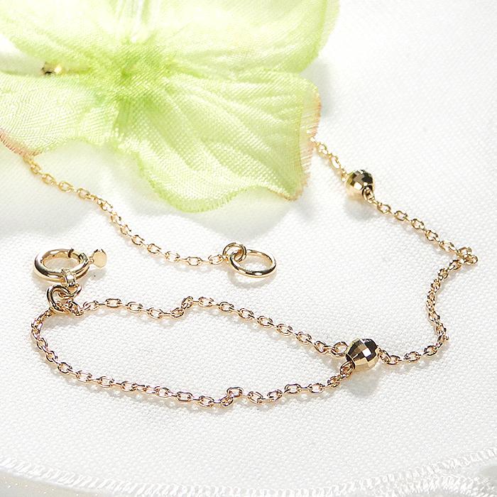 K18YG ミラーボール ブレスレット アンクレット 2way ブレクレット18k