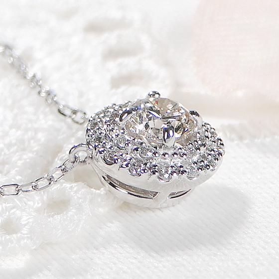 Pt900 0.4ct サークルモチーフ ダイヤモンド ネックレス 送料無料 