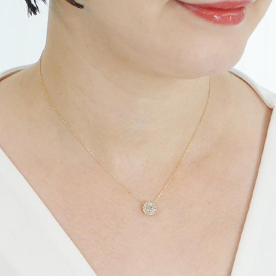 K18YG 0.4ct サークルモチーフ ダイヤモンド ネックレス 送料無料