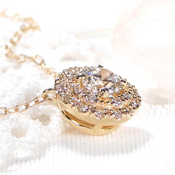 K18YG 0.4ct サークルモチーフ ダイヤモンド ネックレス 送料無料
