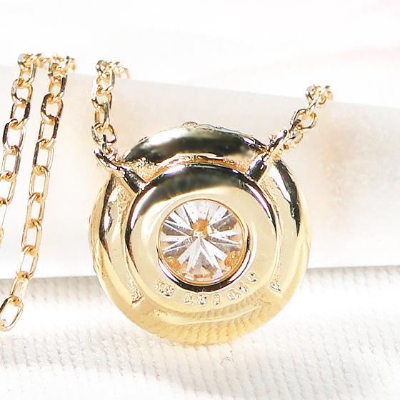 K18YG 0.4ct サークルモチーフ ダイヤモンド ネックレス 送料無料