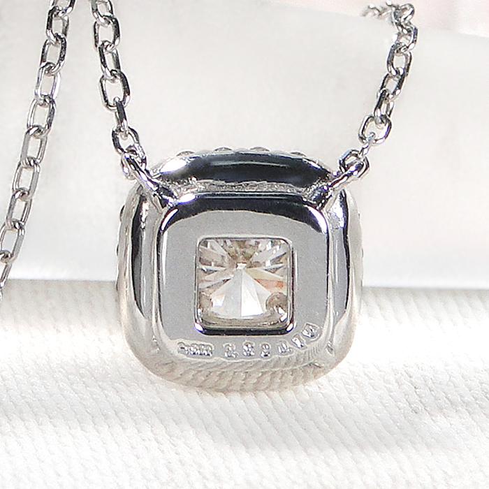 Pt900 0.45ct スクエアモチーフ ダイヤモンド ネックレス 送料無料
