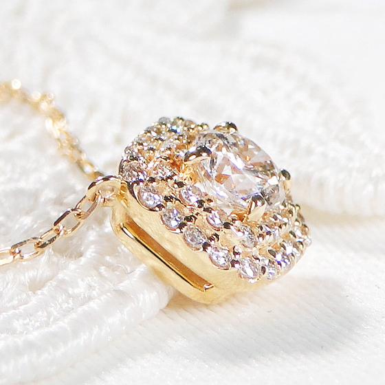 K18YG 0.45ct スクエアモチーフ ダイヤモンド ネックレス 送料無料 ゴールド ペンダント ダイヤ ダイアモンド ダイア スクエア プレゼント シンプル ben0143の画像