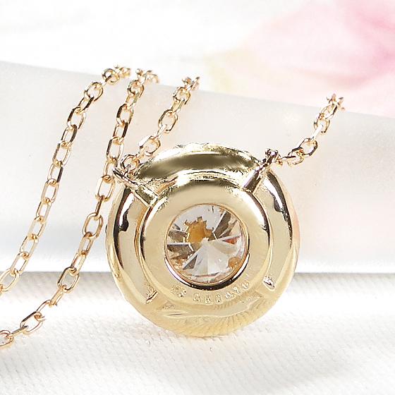 K18YG 0.65ct サークルモチーフ ダイヤモンド ネックレス 送料無料