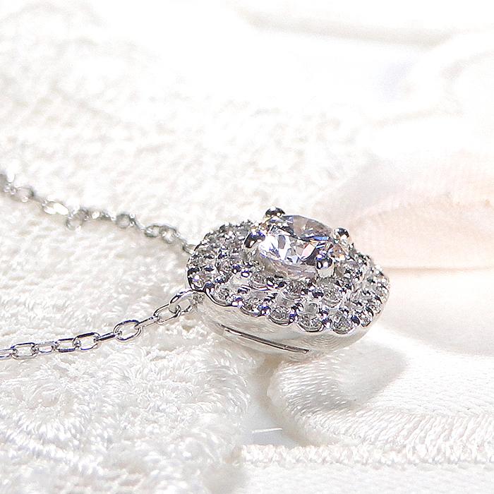 Pt900 0.75ct スクエアモチーフ ダイヤモンド ネックレス 送料無料