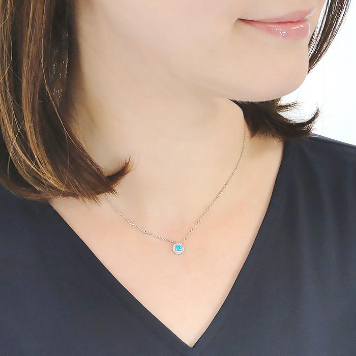 Pt900 0.10ct トルコ石 ダイヤモンド ネックレス プラチナ ダイヤ