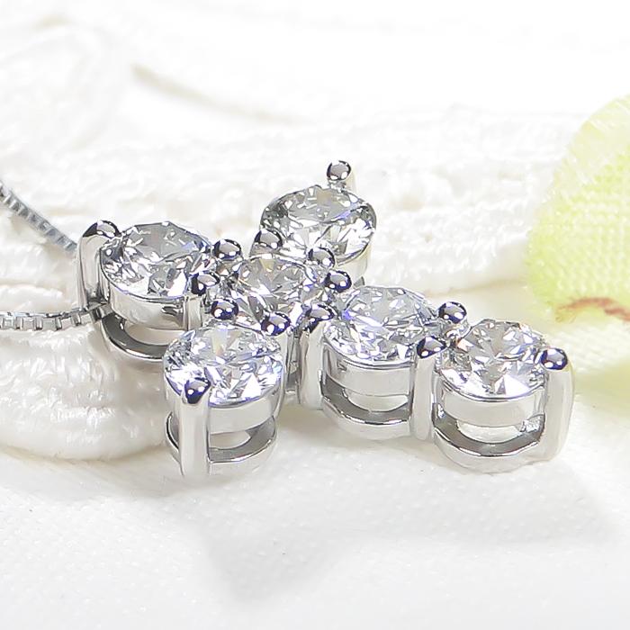 Pt900 1.0ct ダイヤモンド ネックレス 送料無料 プラチナ 人気 かわいい おしゃれ ダイヤ ダイア ダイアモンド ペンダント 1カラット 1ct クロス 十字架 ben0166の画像