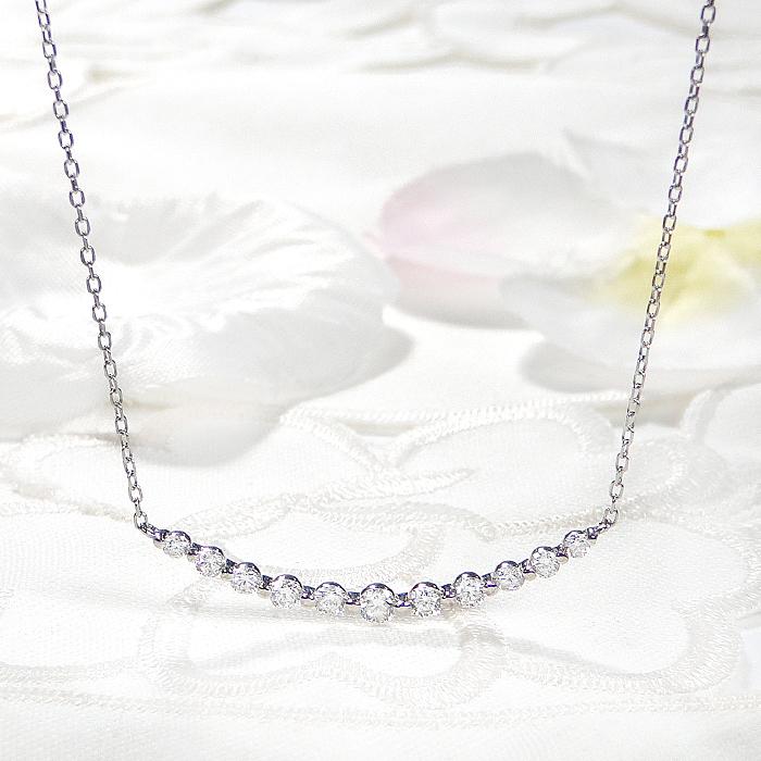 Pt900 0.50ct ライン ダイヤモンド ネックレス 送料無料 人気 ペンダント プラチナ PT ダイヤ ダイア 定番 シンプル 0.5ct グラデーション 送料無料 ben0169の画像