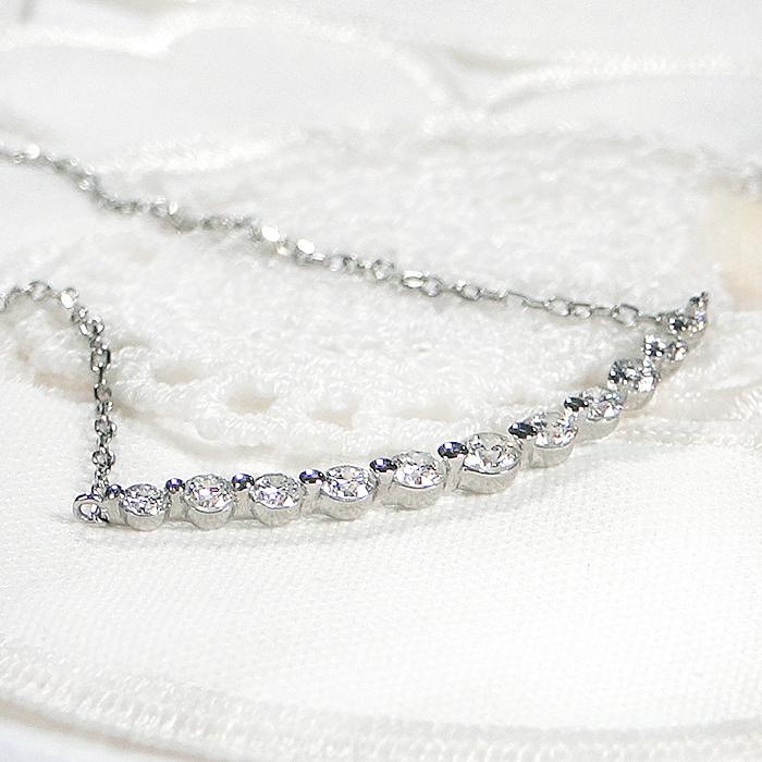 Pt900 0.50ct ライン ダイヤモンド ネックレス 送料無料 人気 ペンダント プラチナ PT ダイヤ ダイア 定番 シンプル 0.5ct グラデーション 送料無料 ben0169の画像