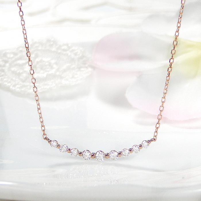 K18 YG WG PG 0.30ct ライン ダイヤモンド ネックレス 送料無料 人気 ライン ペンダント 18金 18k 定番 ホワイト イエロー ピンク 0.3ct グラデーション ben0170の画像