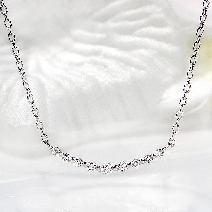 Pt900 0.10ct ライン ダイヤモンド ネックレス 送料無料 プラチナ PT 可愛い 人気 ネックレス ダイヤ ライン ペンダント 0.1カラット グラデーション ben0171の画像