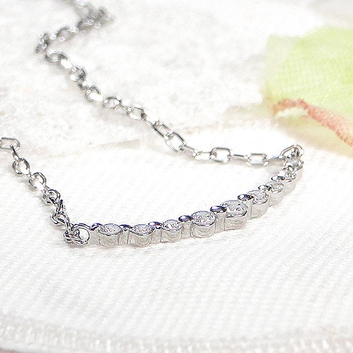 Pt900 0.10ct ライン ダイヤモンド ネックレス 送料無料 プラチナ PT 可愛い 人気 ネックレス ダイヤ ライン ペンダント 0.1カラット グラデーション ben0171の画像