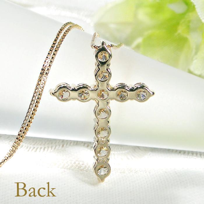 K18YG 0.85ct ダイヤモンド ネックレス ペンダント 十字架 K18 ゴールド 可愛い ダイヤ お守り アミュレット シンプル 人気 定番 オシャレ 送料無料 ben0176の画像