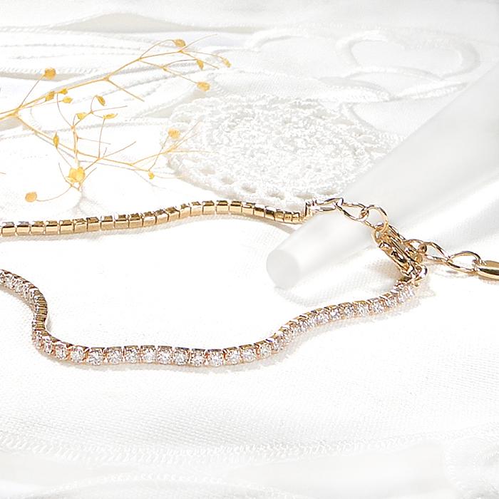 ギラギラ！新型1ct ダイヤモンド K18 YG テニス ブレスレット 18金 K18