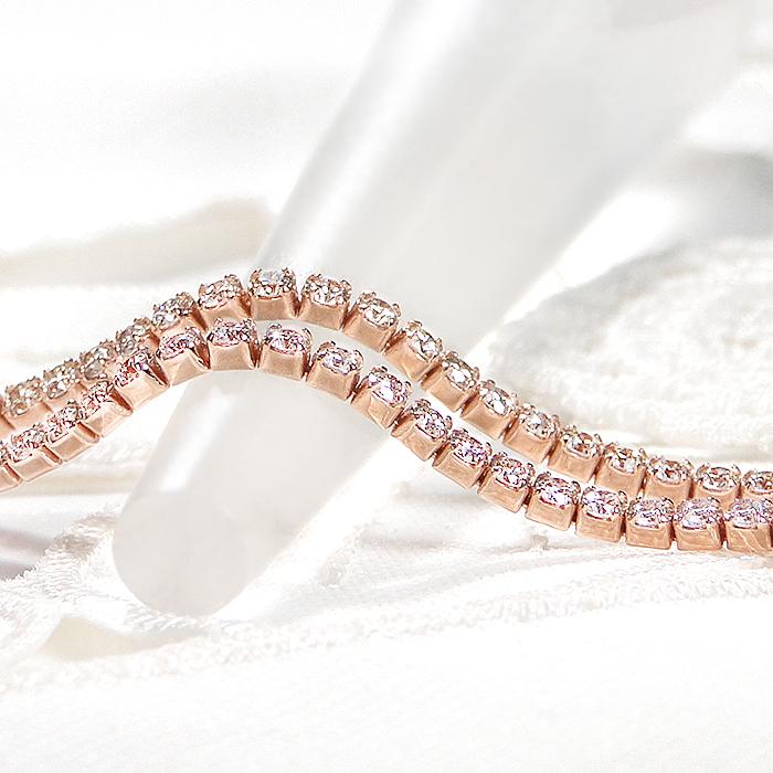 K18 YG PG 2.0ct 2連 ダイヤモンド ブレスレット 送料無料 テニス