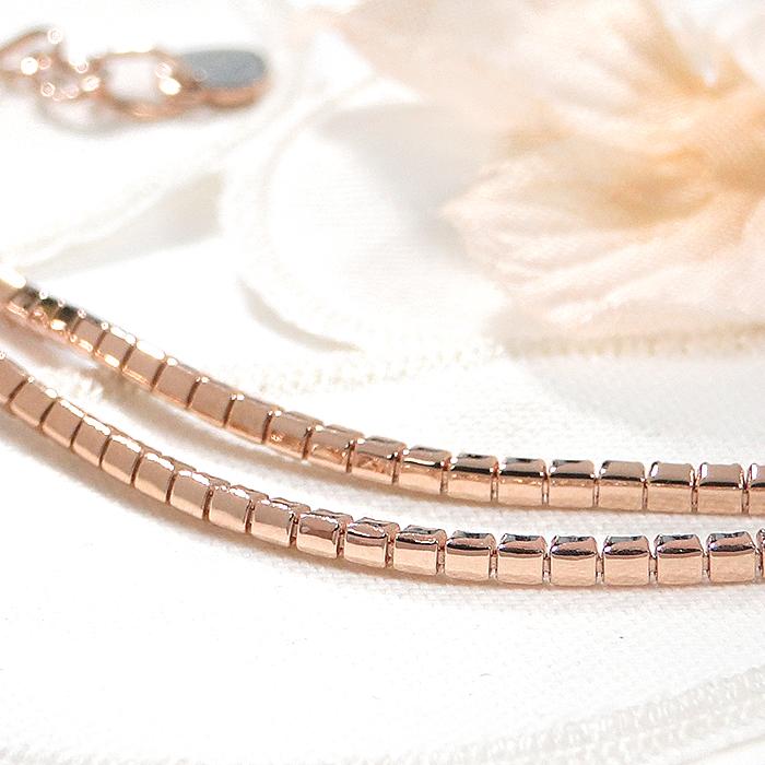 K18 YG PG 2.0ct 2連 ダイヤモンド ブレスレット 送料無料 テニス