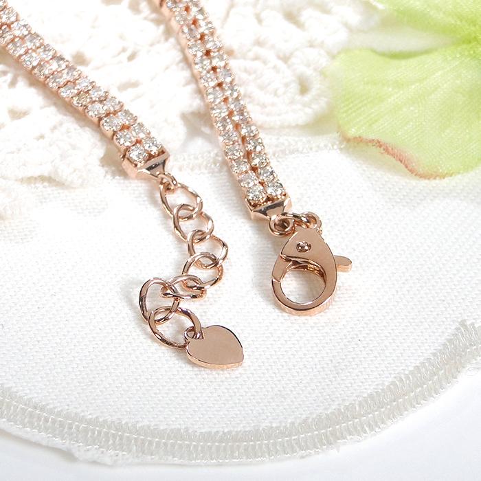 K18 YG PG 2.0ct 2連 ダイヤモンド ブレスレット 送料無料 テニス