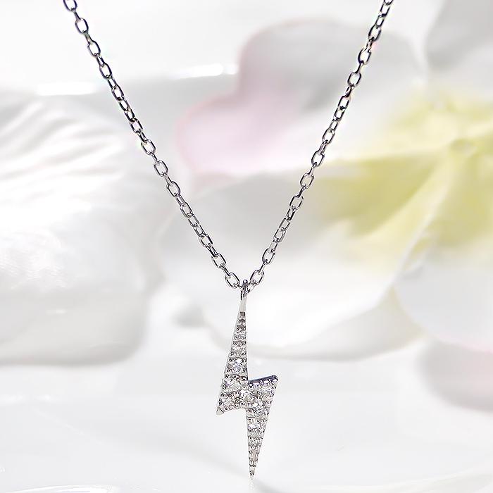 pt900 0.10ct 稲妻モチーフ ダイヤモンド ネックレス プラチナ PT 