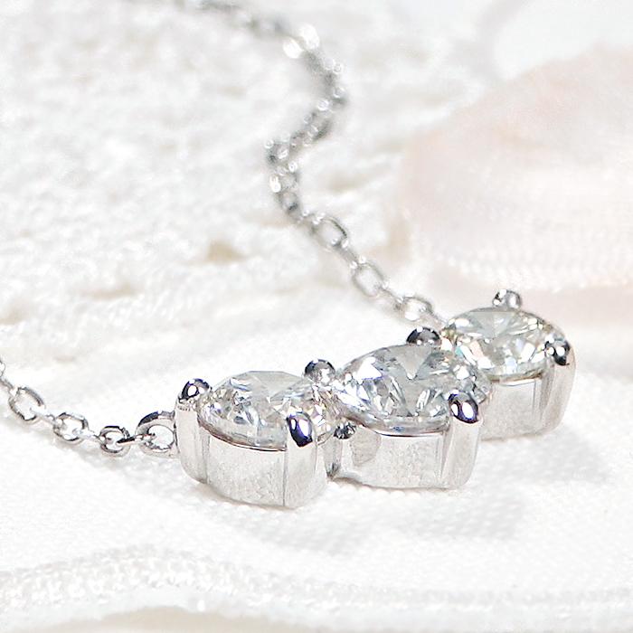 Pt900 1.0ct スリーストーン ダイヤモンド ネックレス 送料無料 人気 ペンダント プラチナ PT ダイヤ ダイア 3石 3粒 トリロジー 1ct 豪華 １カラット ben0187の画像
