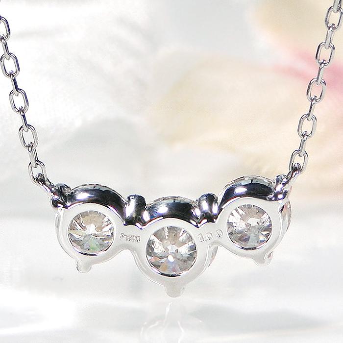 Pt900 1.0ct スリーストーン ダイヤモンド ネックレス 送料無料 人気 ペンダント プラチナ PT ダイヤ ダイア 3石 3粒 トリロジー 1ct 豪華 １カラット ben0187の画像