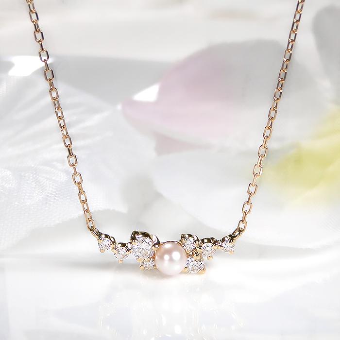 K18 YG PG 0.2ct パール ダイヤモンド ネックレス 送料無料 一粒 真珠 18金 ゴールド ペンダント ダイヤ 真珠 1粒 ダイア 上品 人気 誕生石 4月 6月 ben0189の画像