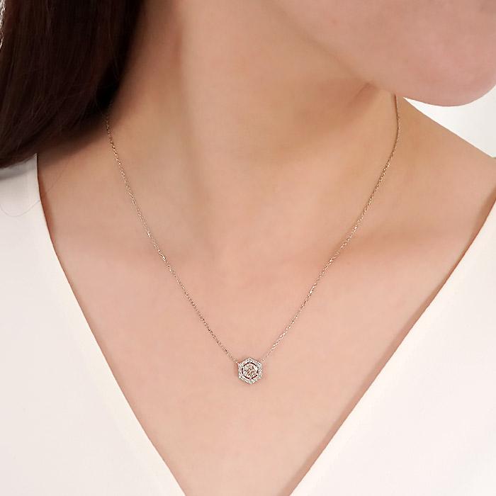 Pt900 0.6ct 六角形モチーフ ダイヤモンド ネックレス PT プラチナ