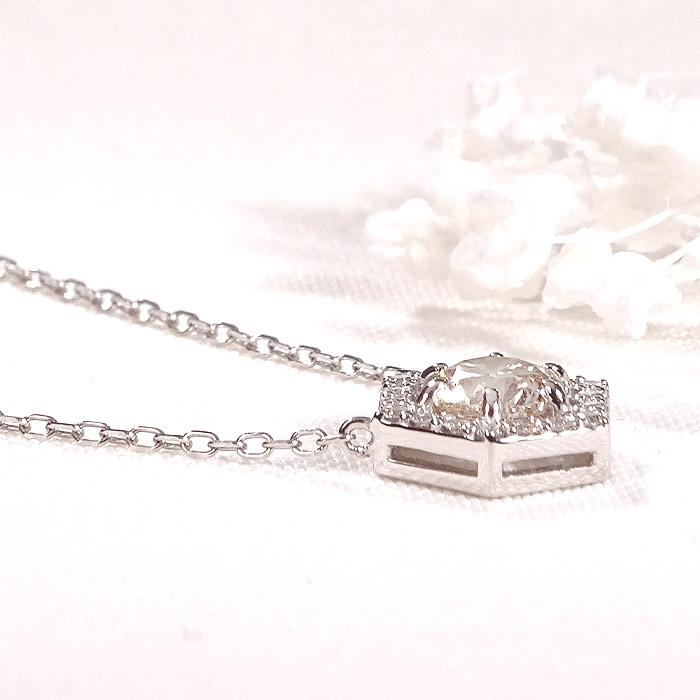 Pt900 0.6ct 六角形モチーフ ダイヤモンド ネックレス PT プラチナ