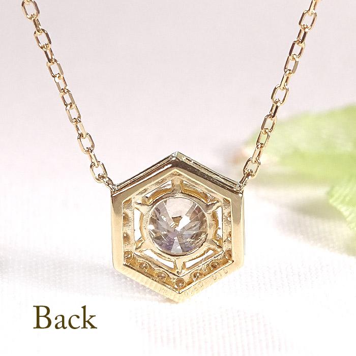 K18 YG PG WG 0.6ct 六角形モチーフ ダイヤモンド ネックレス K18 18金 ゴールド ペンダント ダイヤ 人気 送料無料 シャープ ヘキサゴン 六角 シンプル ben0192の画像