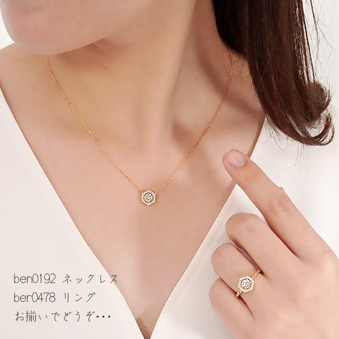 K18 YG PG WG 0.6ct 六角形モチーフ ダイヤモンド ネックレス K18 18金 ゴールド ペンダント ダイヤ 人気 送料無料 シャープ ヘキサゴン 六角 シンプル ben0192の画像