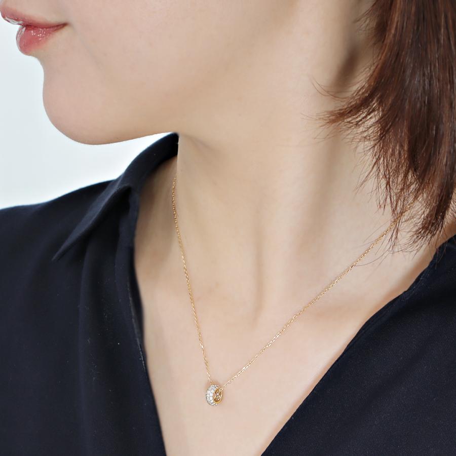 K18YG 0.38ct パヴェ ダイヤモンド ネックレス K18 18金 イエローゴールド ゴールド ペンダント ダイヤ 送料無料 輪 サークル ペーパークリップチェーン ben0195の画像