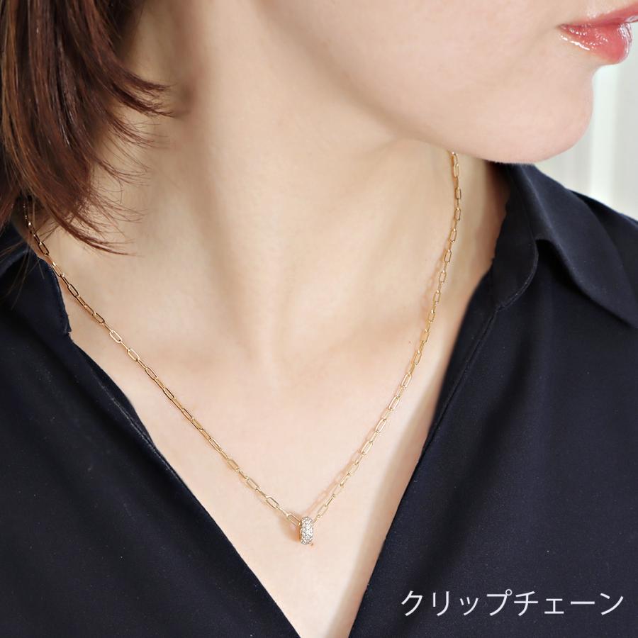 K18YG 0.38ct パヴェ ダイヤモンド ネックレス K18 18金 イエローゴールド ゴールド ペンダント ダイヤ 送料無料 輪 サークル ペーパークリップチェーン ben0195の画像
