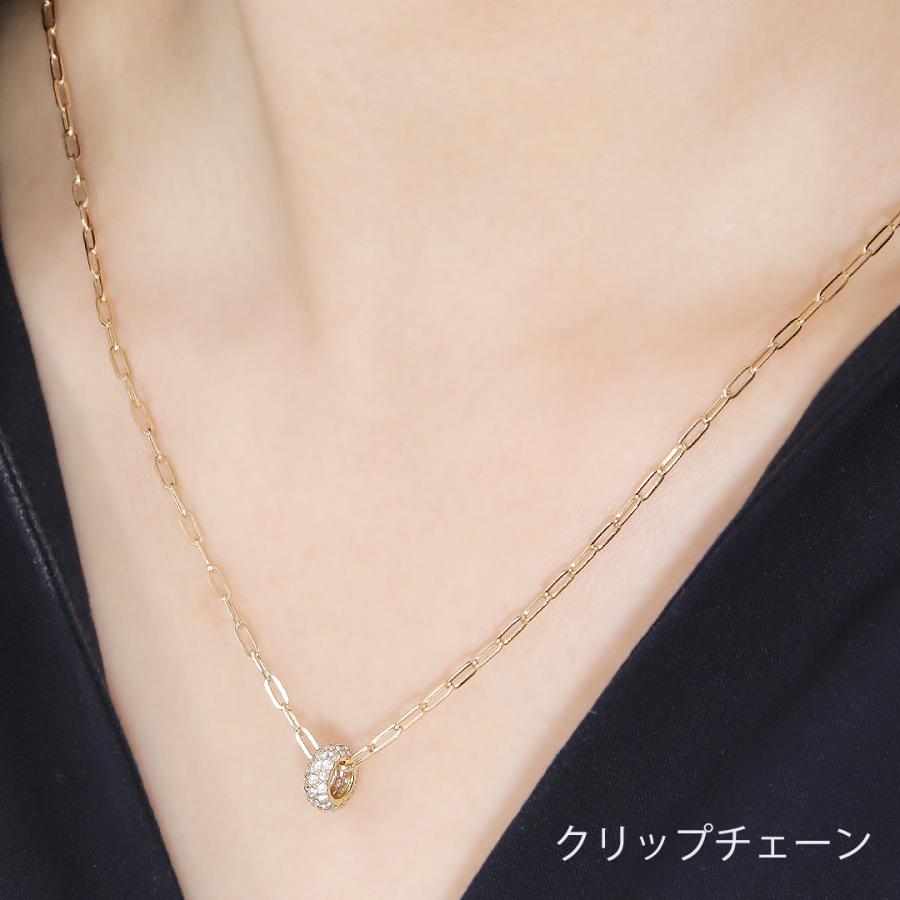 K18YG 0.38ct パヴェ ダイヤモンド ネックレス K18 18金 イエローゴールド ゴールド ペンダント ダイヤ 送料無料 輪 サークル ペーパークリップチェーン ben0195の画像