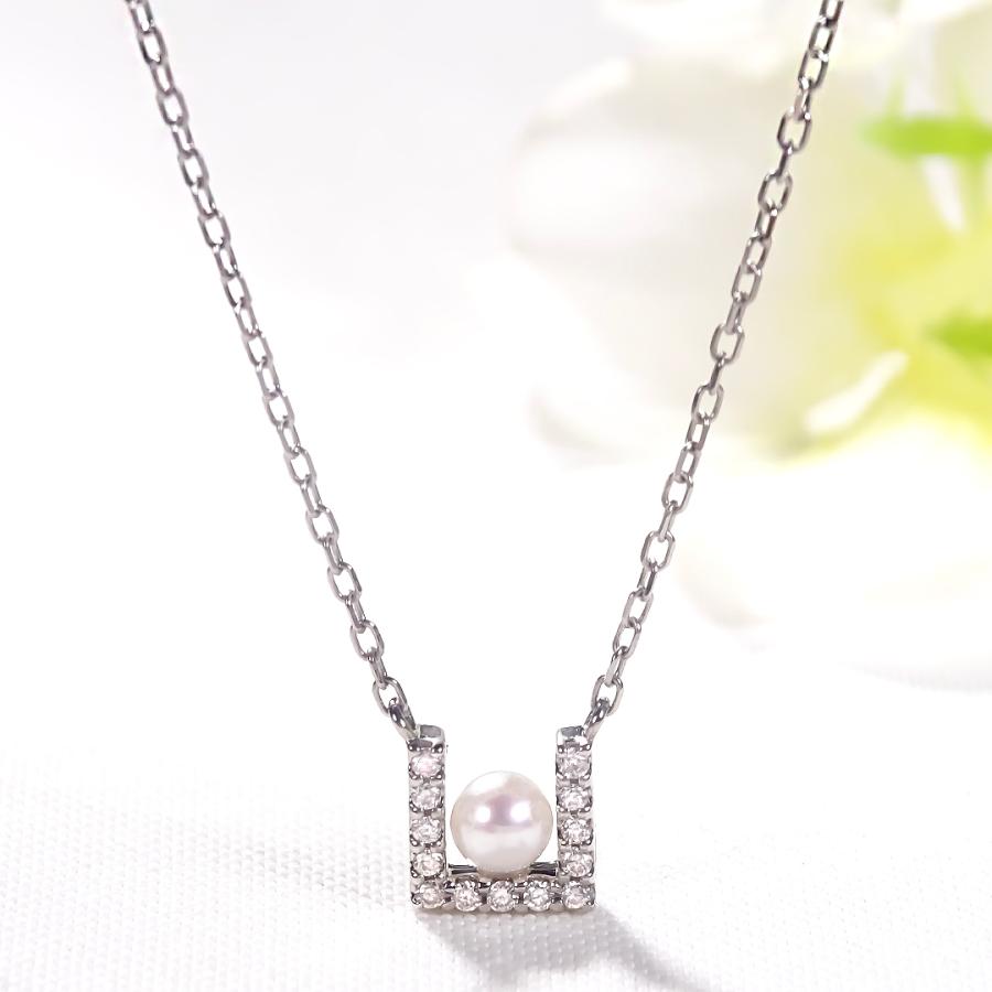 Pt900 0.06ct パール ＆ ダイヤモンド ネックレス PT プラチナ プラチナ900 真珠 ペンダント ダイヤ 送料無料 ダイヤ ダイア 一粒 ben0196の画像