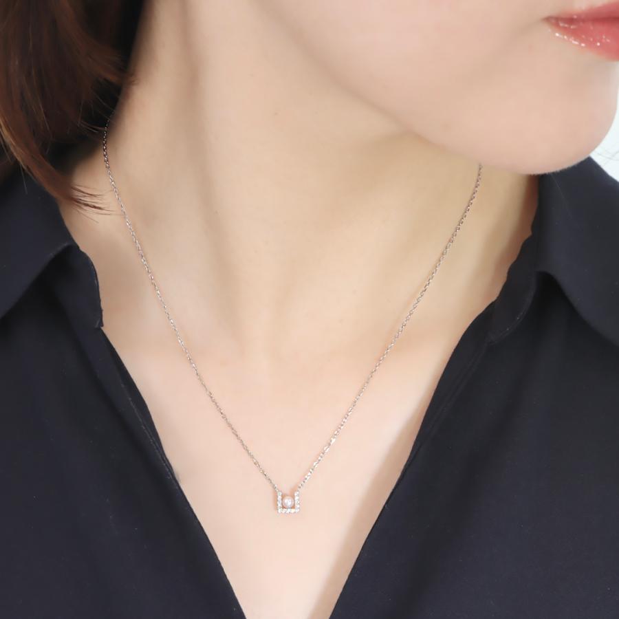 Pt900 0.06ct パール ＆ ダイヤモンド ネックレス PT プラチナ プラチナ900 真珠 ペンダント ダイヤ 送料無料 ダイヤ ダイア 一粒 ben0196の画像
