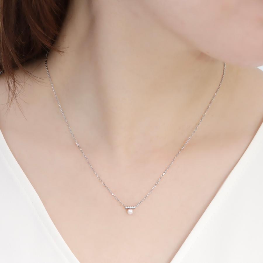 Pt900 0.02ct パール ＆ ダイヤモンド ネックレス プラチナ プラチナ 