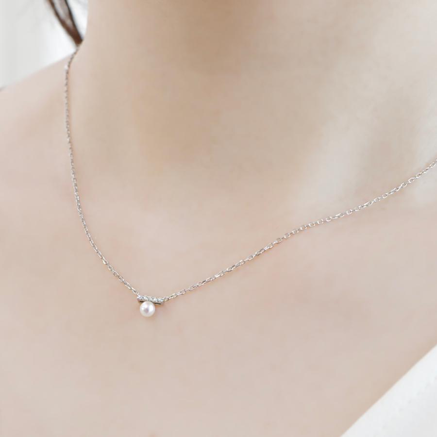 Pt900 0.02ct パール ＆ ダイヤモンド ネックレス プラチナ プラチナ