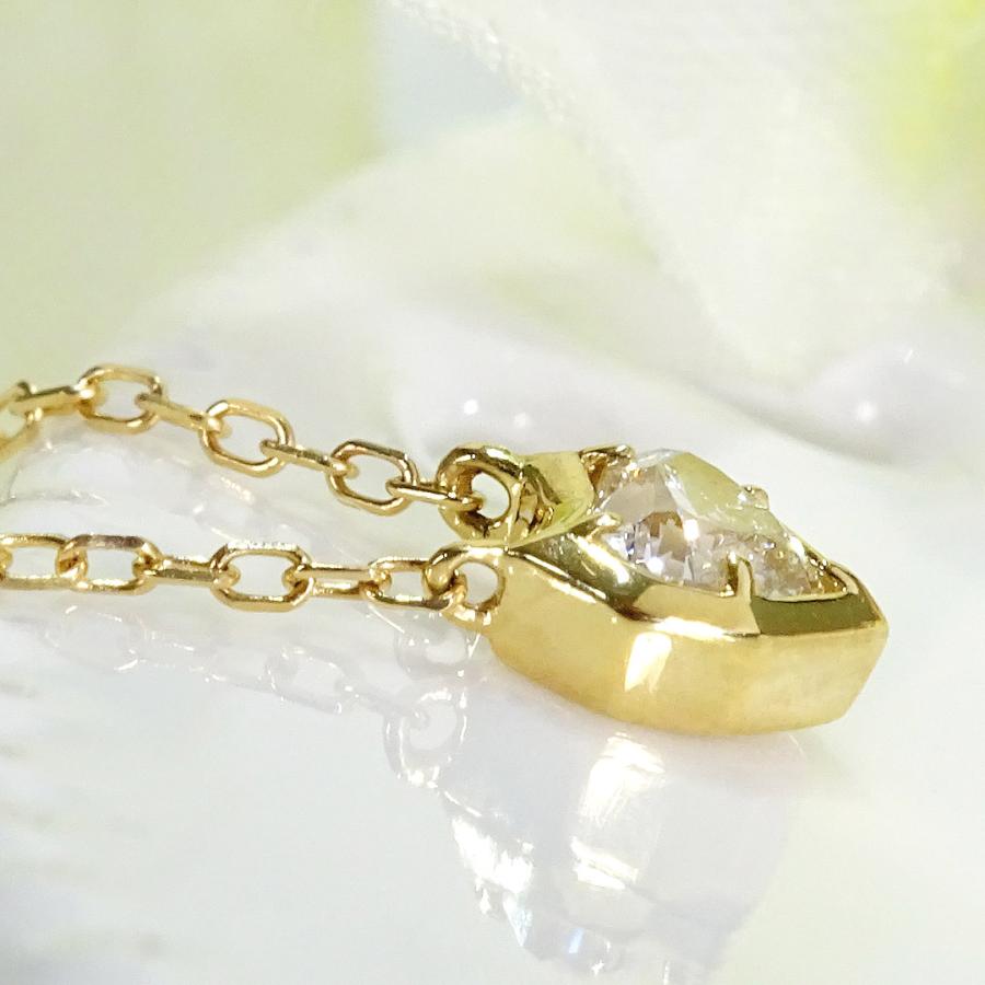 K18YG/PG/WG 0.20ct ハートモチーフ ダイヤモンド ネックレス K18 18金