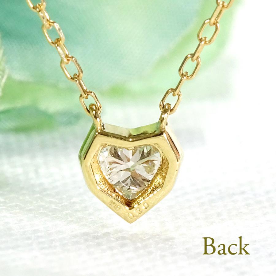 K18YG/PG/WG 0.20ct ハートモチーフ ダイヤモンド ネックレス K18 18金