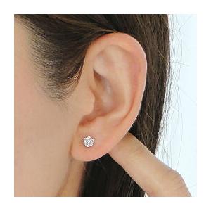 Pt900 0.20ct ダイヤモンド ピアス フラワー かわいい 人気 ダイヤ  