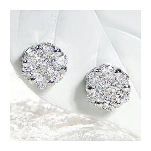 Pt900 0.20ct ダイヤモンド ピアス フラワー かわいい 人気 ダイヤ  