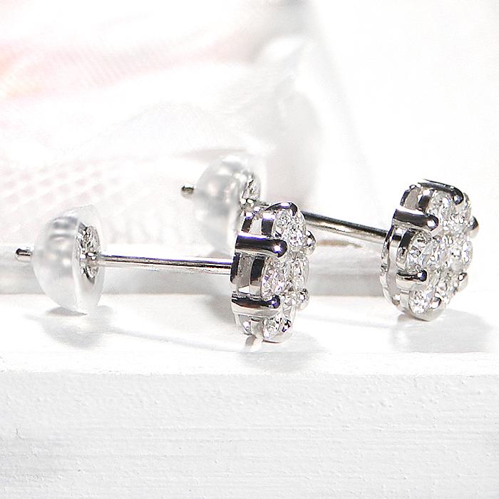 Pt900 0.50ct ダイヤモンド ピアス フラワー かわいい 人気 ダイヤ プラチナ 花 0.5カラット 華奢 ご褒美 贈り物 誕生日 記念 スタッド bep0010の画像