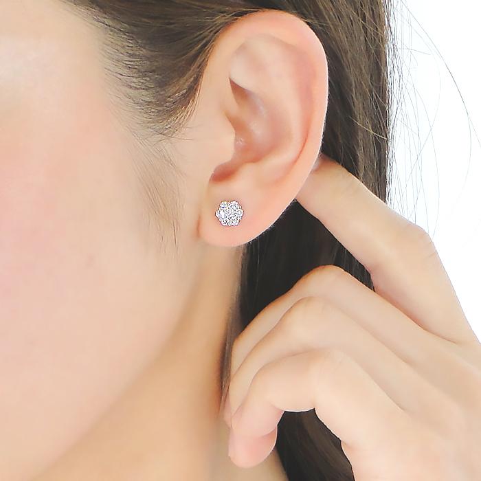Pt900 0.50ct ダイヤモンド ピアス フラワー かわいい 人気 ダイヤ プラチナ 花 0.5カラット 華奢 ご褒美 贈り物 誕生日 記念 スタッド bep0010の画像