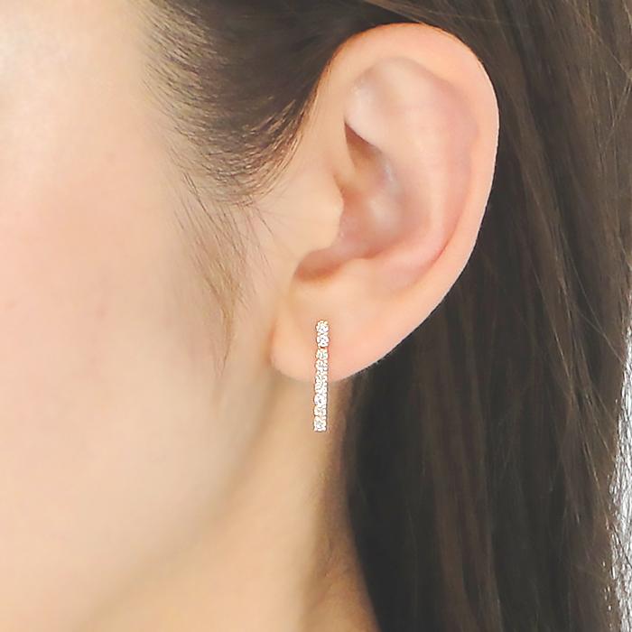 ダイヤモンドラインが身近に使えるピアス K18YG K18YG 0.30ct ダイヤモンド ピアス ライン かわいい 人気 ダイヤ