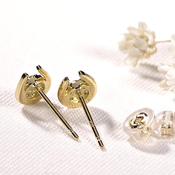K18 YG 0.12ct ホースシュー ダイヤモンドピアス 送料無料 馬蹄