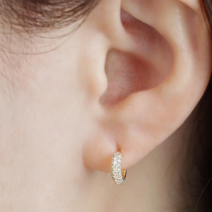 K18YG 0.3ct ダイヤモンド パヴェ ピアス 送料無料 K18 18金 イエローゴールド ダイヤ ダイア pave パヴェダイヤ 上品 可愛い 人気 スタッドピアス bep0029の画像