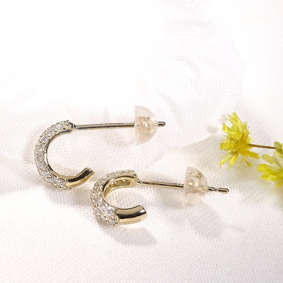 K18YG 0.3ct ダイヤモンド パヴェ ピアス 送料無料 K18 18金 イエローゴールド ダイヤ ダイア pave パヴェダイヤ 上品 可愛い 人気 スタッドピアス bep0029の画像
