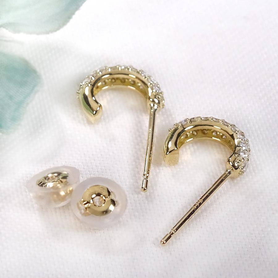 K18YG 0.3ct ダイヤモンド パヴェ ピアス 送料無料 K18 18金 イエローゴールド ダイヤ ダイア pave パヴェダイヤ 上品 可愛い 人気 スタッドピアス bep0029の画像