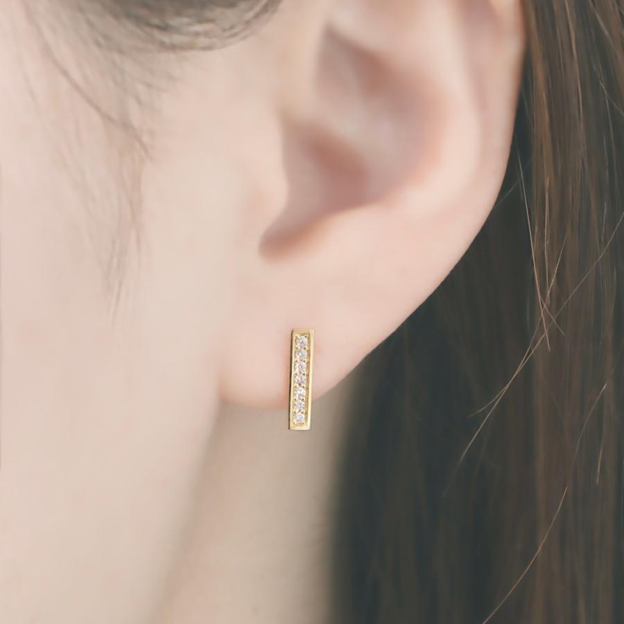 K18YG 0.1ct ダイヤモンド バー ピアス 送料無料 K18 18金 イエローゴールド ダイヤ ダイア ライン バーピアス 上品 可愛い 人気 スタッドピアス bep0031の画像