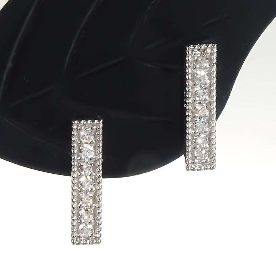 Pt900 0.1ct ミル打ち ダイヤモンド バー ピアス 送料無料 Pt プラチナ プラチナ900 ダイヤ ダイア ライン バーピアス 上品 可愛い 人気 スタッドピアス bep0032の画像